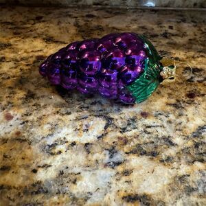 Vintage Purple Glass Grape Cluster Christmas Ornament Hand Painted